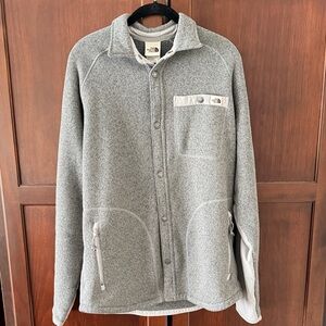 The North Face Men's Light Gray Button Fleece Jacket